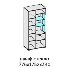 Аллегро-10 Шкаф 2дв. (со стеклом) (дуб крафт золотой-камень темный) в Верхней Пышме - verhnyaya-pyshma.mebel24.online | фото 2