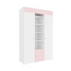 Детская Алиса ПМ-332.25 исп.3 Шкаф комбинированный (c 3 дверями) Белый матовый с ФП - розовый в Верхней Пышме - verhnyaya-pyshma.mebel24.online | фото