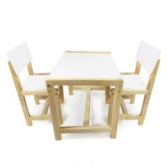 Детский растущий комплект стол и два стула  Я САМ "Лофт" (Белый, Сосна) в Верхней Пышме - verhnyaya-pyshma.mebel24.online | фото