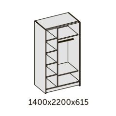 ИННЭС-5 Шкаф-купе 2-х дв. 1400 (2 дв. Ф3 - венге вст. экокожа коричневый) в Верхней Пышме - verhnyaya-pyshma.mebel24.online | фото 2