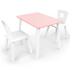 Комплект детской мебели стол и два стула Корона  (Розовый/Белый/Белый) в Верхней Пышме - verhnyaya-pyshma.mebel24.online | фото