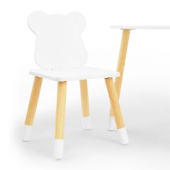 Комплект детской мебели стол и два стула Мишутка (Белый/Белый/Береза) в Верхней Пышме - verhnyaya-pyshma.mebel24.online | фото 1