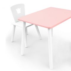 Комплект детской мебели стол и стул Корона (Розовый/Белый/Белый) в Верхней Пышме - verhnyaya-pyshma.mebel24.online | фото 1