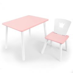 Комплект детской мебели стол и стул Корона (Розовый/Розовый/Белый) в Верхней Пышме - verhnyaya-pyshma.mebel24.online | фото