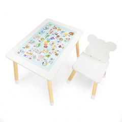 Комплект детской мебели стол и стул Мишутка с накладкой Алфавит (Белый/Белый/Береза) в Верхней Пышме - verhnyaya-pyshma.mebel24.online | фото 2