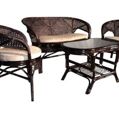 Комплект Пеланги 02/15 с 2-х местным диваном и овальным столом (Темно-коричневый) в Верхней Пышме - verhnyaya-pyshma.mebel24.online | фото