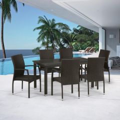 Комплект плетеной мебели T256A/YC379A-W53 Brown (6+1) + подушкина стульях в Верхней Пышме - verhnyaya-pyshma.mebel24.online | фото 1