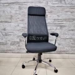 Кресло Barneo K-115 для персонала (черная ткань, черная сетка) в Верхней Пышме - verhnyaya-pyshma.mebel24.online | фото