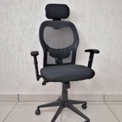 Кресло Barneo K-128 для персонала (черная ткань черная сетка) в Верхней Пышме - verhnyaya-pyshma.mebel24.online | фото