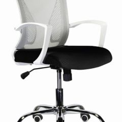 Кресло BRABIX "Wings MG-306" (пластик белый, хром, сетка, серое/черное) 532010 в Верхней Пышме - verhnyaya-pyshma.mebel24.online | фото