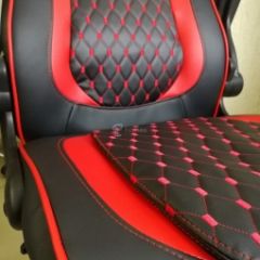 Кресло геймерское Barneo K-37 (черная экокожа красные вставки) в Верхней Пышме - verhnyaya-pyshma.mebel24.online | фото 1