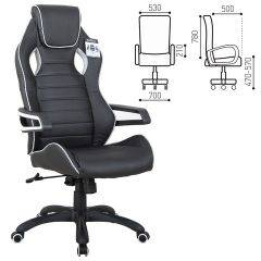 Кресло компьютерное BRABIX Techno Pro GM-003 (экокожа черное/серое, вставки серые) 531814 в Верхней Пышме - verhnyaya-pyshma.mebel24.online | фото 1
