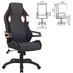 Кресло компьютерное BRABIX Techno Pro GM-003 (ткань черное/серое, вставки оранжевые) 531813 в Верхней Пышме - verhnyaya-pyshma.mebel24.online | фото 2