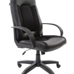 Кресло офисное BRABIX "Strike EX-525" (экокожа черная, ткань черная) 531381 в Верхней Пышме - verhnyaya-pyshma.mebel24.online | фото