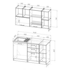 Кухонный гарнитур Лариса медиум 3 1400 мм в Верхней Пышме - verhnyaya-pyshma.mebel24.online | фото 2