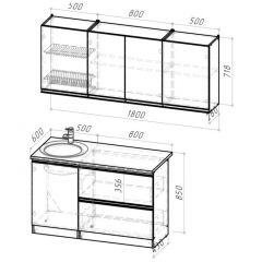 Кухонный гарнитур Ноктюрн макси 1800 мм в Верхней Пышме - verhnyaya-pyshma.mebel24.online | фото 2