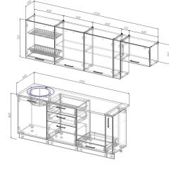 Кухонный гарнитур Вегас 2550 (Стол. 26мм) в Верхней Пышме - verhnyaya-pyshma.mebel24.online | фото 2