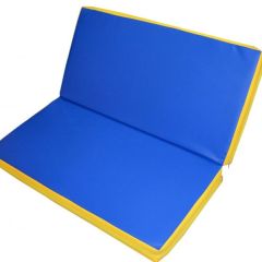 Мат гимнастический 1х1х0,08м складной цв. синий-желтый в Верхней Пышме - verhnyaya-pyshma.mebel24.online | фото 1