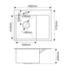 Мойка HD5851L MELANA ProfLine 3,0/200 САТИН врезная прямоугольная с коландером HD5851L в Верхней Пышме - verhnyaya-pyshma.mebel24.online | фото 2