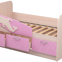 Кровать Дельфин 1,6 (Дуб молочный/фасад - Ламарти розовый) в Верхней Пышме - verhnyaya-pyshma.mebel24.online | фото 1