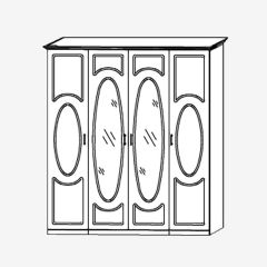 Прованс-2 Шкаф 4-х дверный с 2 зеркалами (Итальянский орех/Груша с платиной черной) в Верхней Пышме - verhnyaya-pyshma.mebel24.online | фото