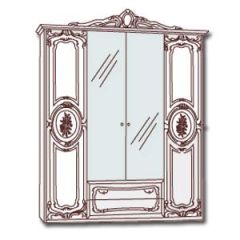 Шкаф 4-х дверный с зеркалами (01.144) Роза (могано) в Верхней Пышме - verhnyaya-pyshma.mebel24.online | фото 3