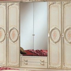 Шкаф 6-и дверный с зеркалами (01.146) Роза (беж) в Верхней Пышме - verhnyaya-pyshma.mebel24.online | фото