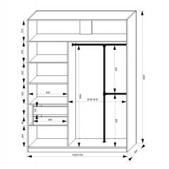 Шкаф-купе 1500 серии NEW CLASSIC K4+K4+B2+PL4 (2 ящика+F обр. штанга) профиль «Капучино» в Верхней Пышме - verhnyaya-pyshma.mebel24.online | фото 3