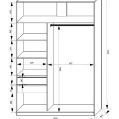 Шкаф-купе 1600 серии SOFT D1+D3+B2+PL1 (2 ящика+1штанга) профиль «Графит» в Верхней Пышме - verhnyaya-pyshma.mebel24.online | фото 4
