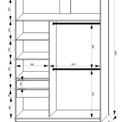 Шкаф-купе 1600 серии SOFT D8+D2+B2+PL4 (2 ящика+F обр.штанга) профиль «Графит» в Верхней Пышме - verhnyaya-pyshma.mebel24.online | фото 2