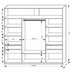 Шкаф-купе 2400 серии SOFT D2+D7+D3+B22+PL2 (по 2 ящика лев/прав+1штанга+1полка) профиль «Графит» в Верхней Пышме - verhnyaya-pyshma.mebel24.online | фото 3