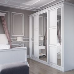 Шкаф-купе 2450 серии NEW CLASSIC K6Z+K1+K6+B22+PL2 (по 2 ящика лев/прав+1 штанга+1 полка) профиль «Капучино» в Верхней Пышме - verhnyaya-pyshma.mebel24.online | фото