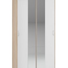 Шкаф-купе Бассо 1.0 (Дуб Сонома/Белый) 2 двери 2 зеркальные вставки в Верхней Пышме - verhnyaya-pyshma.mebel24.online | фото