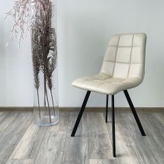 Стул CHILLI SQUARE HK017-02 серо-бежевый, PU/ черный каркас М-City в Верхней Пышме - verhnyaya-pyshma.mebel24.online | фото 2