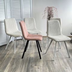 Стул ELVIS WZ2042-01 молочный фактурный велюр / белый каркас М-City в Верхней Пышме - verhnyaya-pyshma.mebel24.online | фото 2