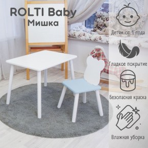 Детский комплект стол и стул «Мишка» Rolti Baby  (голубая столешница/голубое сиденье/белые ножки) в Верхней Пышме - verhnyaya-pyshma.mebel24.online | фото