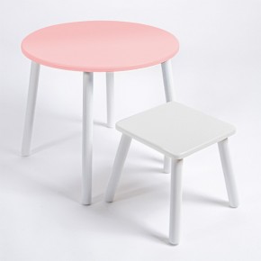 Детский комплект стол КРУГЛЫЙ  и табурет Rolti Baby (розовая столешница/белое сиденье/белые ножки) в Верхней Пышме - verhnyaya-pyshma.mebel24.online | фото