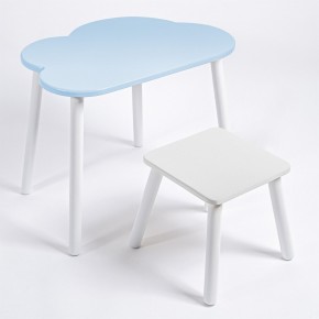 Детский комплект стол ОБЛАЧКО  и табурет Rolti Baby (голубая столешница/белое сиденье/белые ножки) в Верхней Пышме - verhnyaya-pyshma.mebel24.online | фото