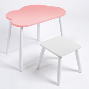 Детский комплект стол ОБЛАЧКО  и табурет Rolti Baby (розовая столешница/белое сиденье/белые ножки) в Верхней Пышме - verhnyaya-pyshma.mebel24.online | фото