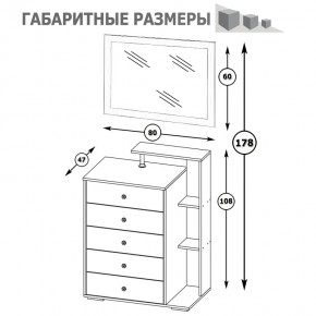 Камелия Комод + Зеркало, цвет белый, ШхГхВ 80х46,8х178 см., НЕ универсальная сборка в Верхней Пышме - verhnyaya-pyshma.mebel24.online | фото 6