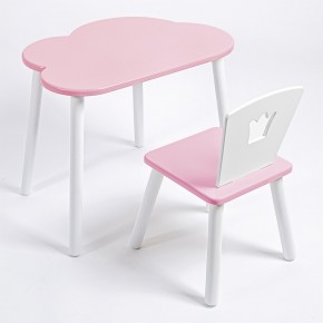 Комплект детский стол ОБЛАЧКО и стул КОРОНА ROLTI Baby (розовая столешница/розовое сиденье/белые ножки) в Верхней Пышме - verhnyaya-pyshma.mebel24.online | фото