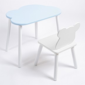 Комплект детский стол ОБЛАЧКО и стул МИШКА ROLTI Baby (голубая столешница/белое сиденье/белые ножки) в Верхней Пышме - verhnyaya-pyshma.mebel24.online | фото