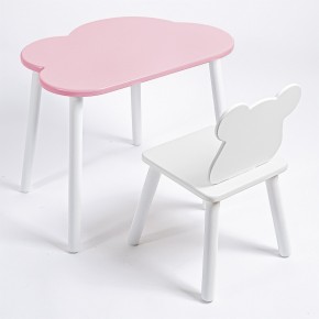Комплект детский стол ОБЛАЧКО и стул МИШКА ROLTI Baby (розовая столешница/белое сиденье/белые ножки) в Верхней Пышме - verhnyaya-pyshma.mebel24.online | фото