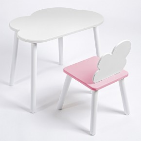 Комплект детский стол ОБЛАЧКО и стул ОБЛАЧКО ROLTI Baby (белая столешница/розовое сиденье/белые ножки) в Верхней Пышме - verhnyaya-pyshma.mebel24.online | фото