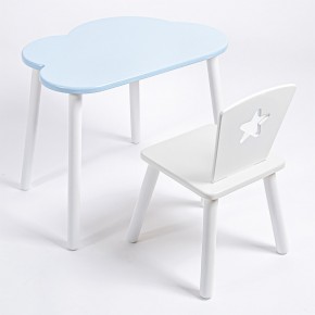 Комплект детский стол ОБЛАЧКО и стул ЗВЕЗДА ROLTI Baby (голубая столешница/белое сиденье/белые ножки) в Верхней Пышме - verhnyaya-pyshma.mebel24.online | фото