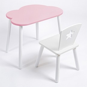 Комплект детский стол ОБЛАЧКО и стул ЗВЕЗДА ROLTI Baby (розовая столешница/белое сиденье/белые ножки) в Верхней Пышме - verhnyaya-pyshma.mebel24.online | фото