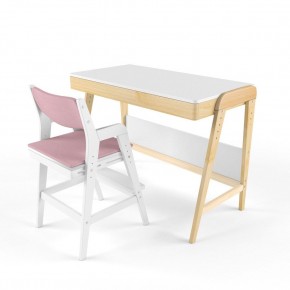 Комплект растущий стол и стул с чехлом 38 попугаев «Вуди» (Белый, Белый, Розовый) в Верхней Пышме - verhnyaya-pyshma.mebel24.online | фото