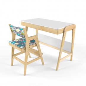 Комплект растущий стол и стул с чехлом 38 попугаев «Вуди» (Белый, Береза, Салют) в Верхней Пышме - verhnyaya-pyshma.mebel24.online | фото