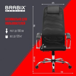 Кресло BRABIX PREMIUM "Ultimate EX-800" хром, плотная двойная сетка Х2, черное, 532911 в Верхней Пышме - verhnyaya-pyshma.mebel24.online | фото 6