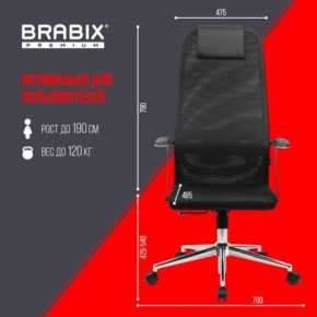 Кресло BRABIX PREMIUM "Ultimate EX-801" хром, плотная двойная сетка Х2, черное, 532917 в Верхней Пышме - verhnyaya-pyshma.mebel24.online | фото 7